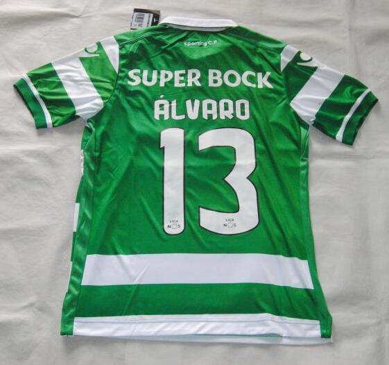 Sporting Lisbon 2015-16 Alvaro #13 Home Soccer Jersey